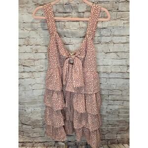 The Native One Ruffled Dress Size Large Red/white Zip Up Back